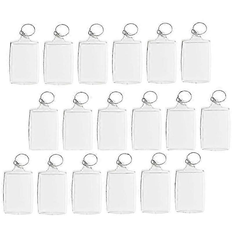 100 Pcs Photo Porte-clés Rectangle Transparent Blanc Acrylique Insert Photo Cadre Photo Porte-clés Clé Ho