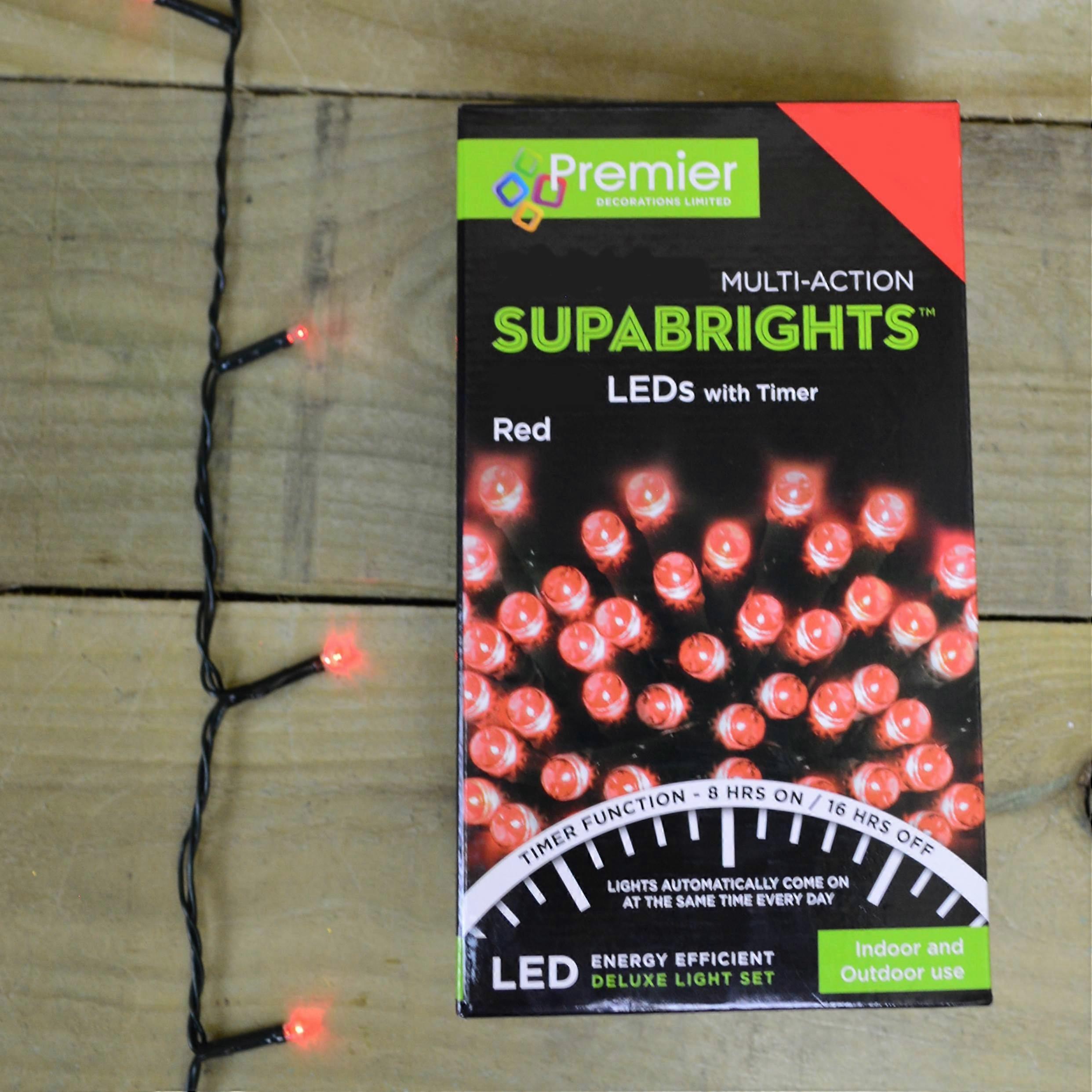 360 Led (28.7m) Premier Supabright Led Christmas Lights With Timer - Red