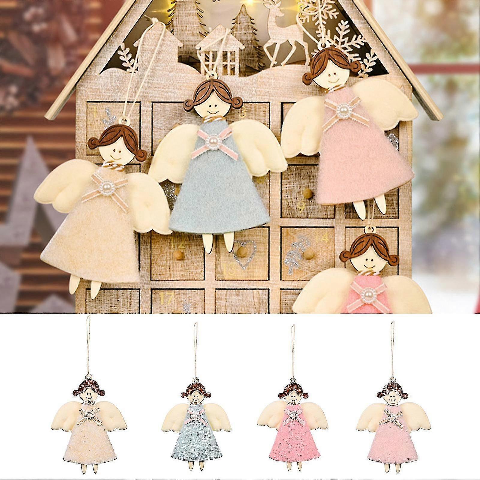 Weihnachtsanhänger realistischer Look mit Lanyard-Szenenlayout Holzhängender Engelsmädchenanhänger