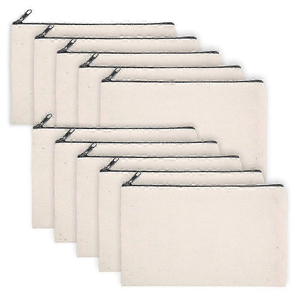 10 Pack Blank DIY Craft Bag Canvas Pencil Case Blank Make-up Taschen - Canvas Bleistiftbeutel Bulk Canvas Kosmetiktasche Multi