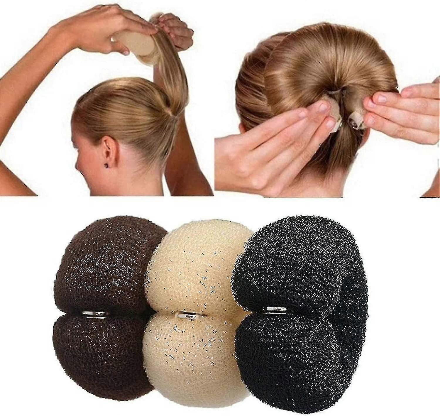 3 st snabb hårdonut bun band maker hårknut verktyg snap hårrulle kvinnor hårformare skum snap rulle