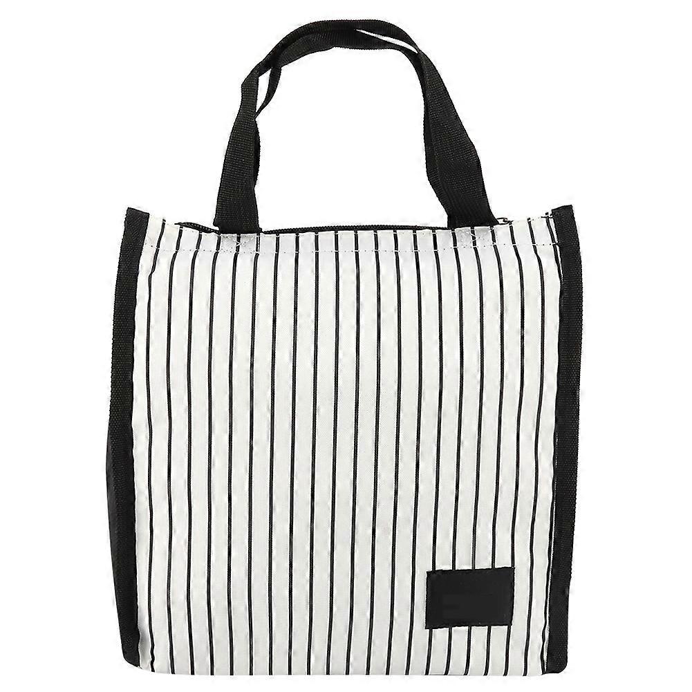 Fashion Stripe Insulated Lunch Bag Thermal Cooler for Travel, Reusable Storage, Durable Fabric, Compact Design