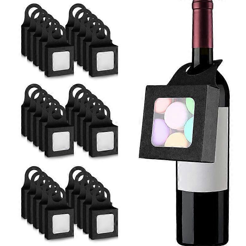 30Pcs Kraft Wine Bottle Boxes With Window Hanging Foldable Durable Kraft Paper Gift Box Decorative Wedding Party Supplies