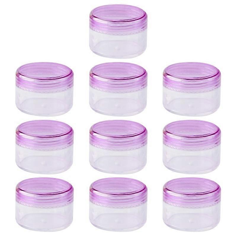 10Pcs/Set 10g Empty Refillable Cosmetic Container Plastic Round Sample Jars-Transparent Purple