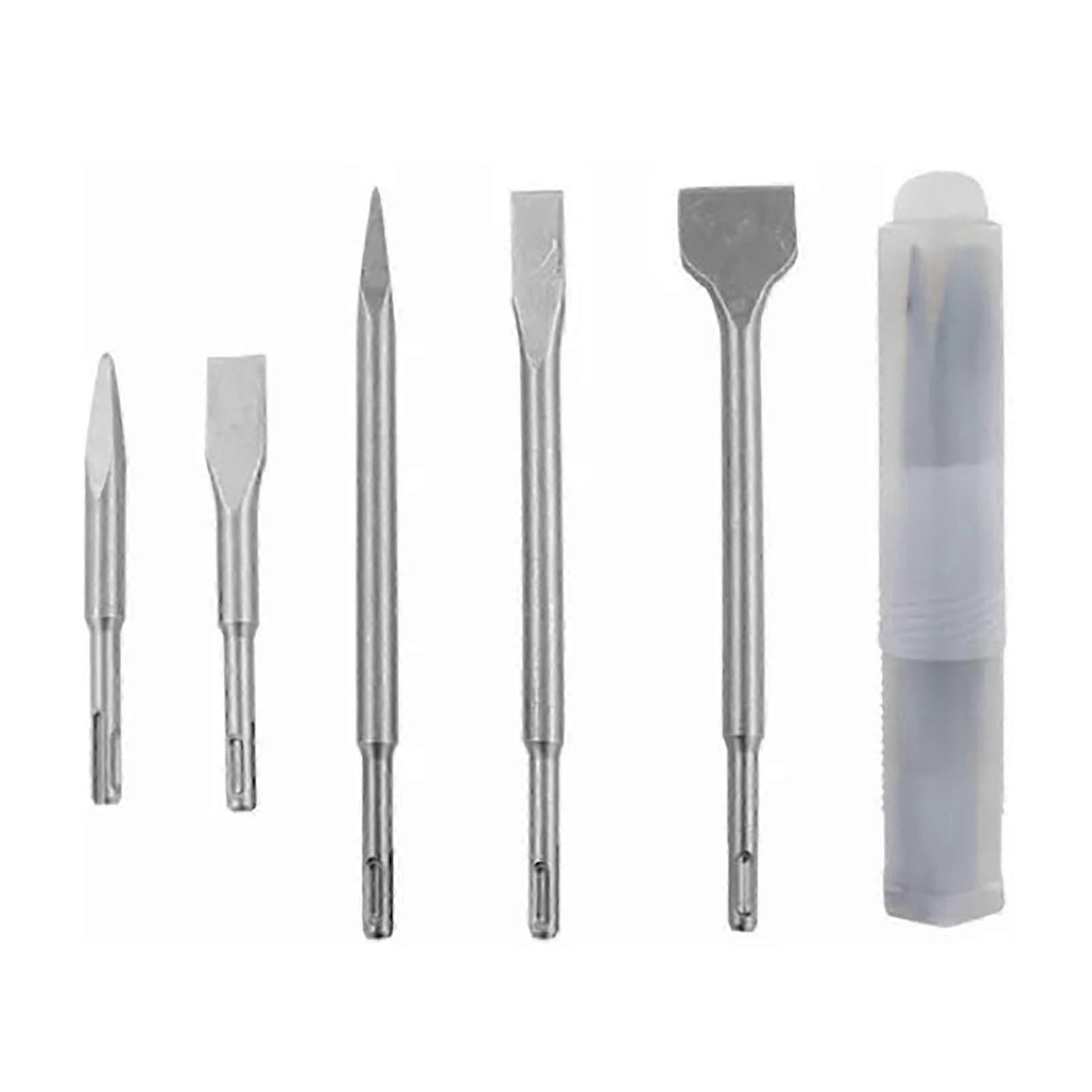 5PCS Impact Drill Chisel Bits Round Shank 40Cr Steel Rotary Hammer Chisel Point Flat Type