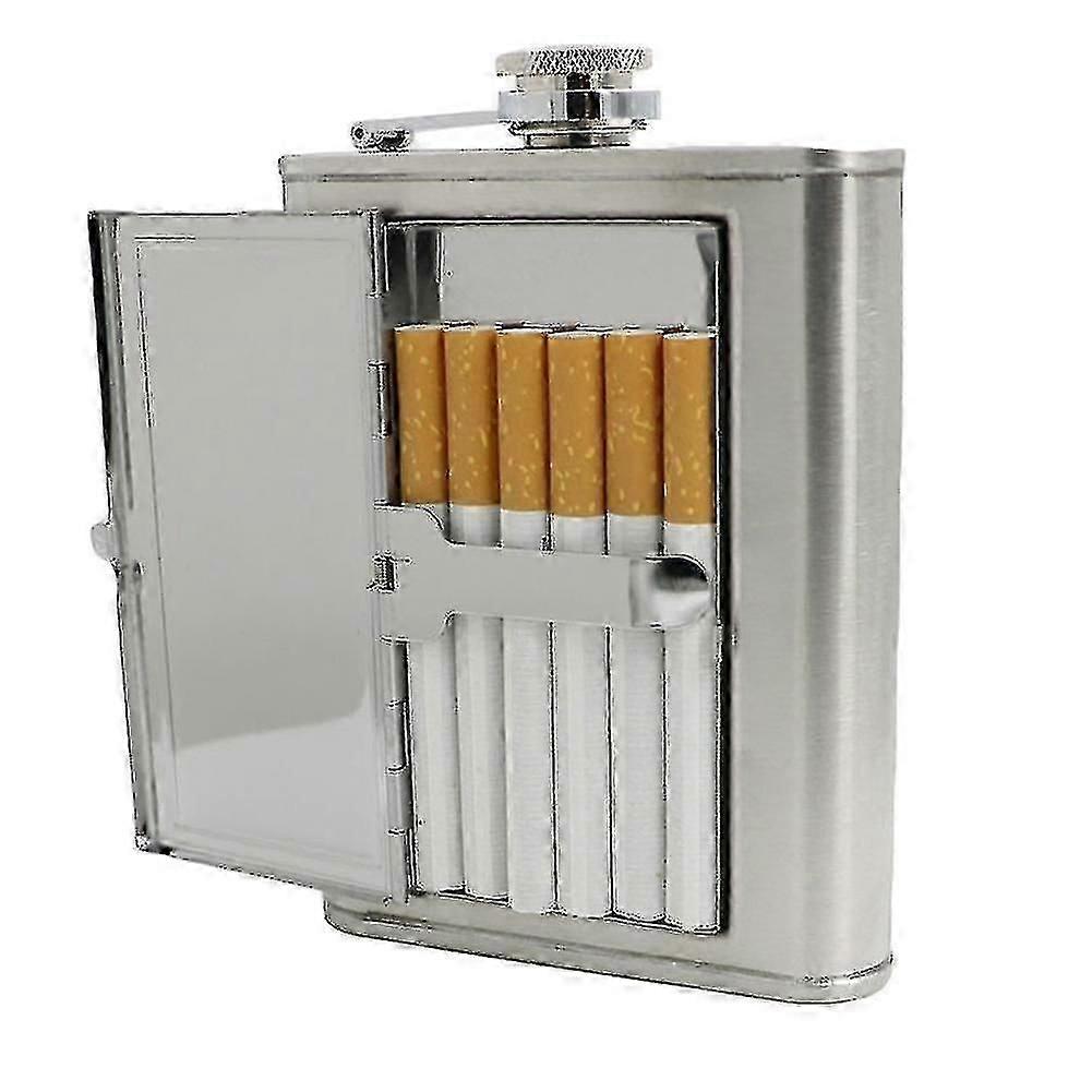 Bebetter Cigarette Case 5/6oz Stainless Steel Hip Flask Alcohol Drinkware 180ml Silver