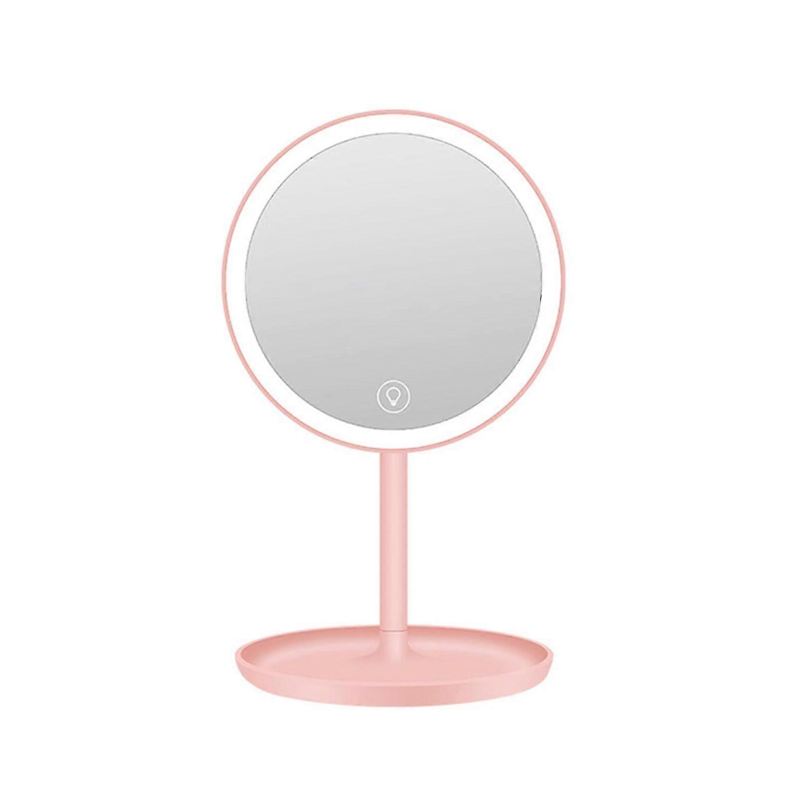 Led Dimmable Tabletop Oval Makeup Mirror Vanity Tray Portable Cosmetic Mirror