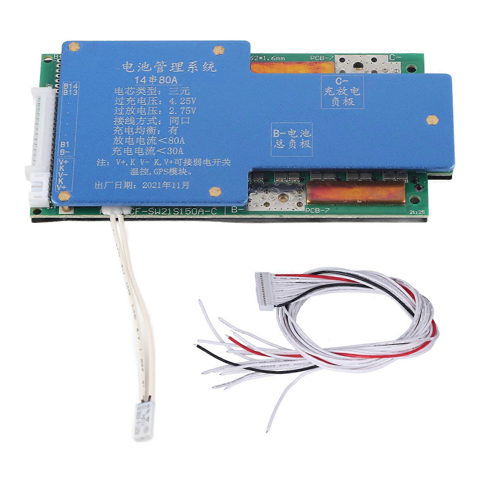 Protection Board 80A Lithium Battery Charging Controller with Collection Cable for Overcharge Discharge Protect