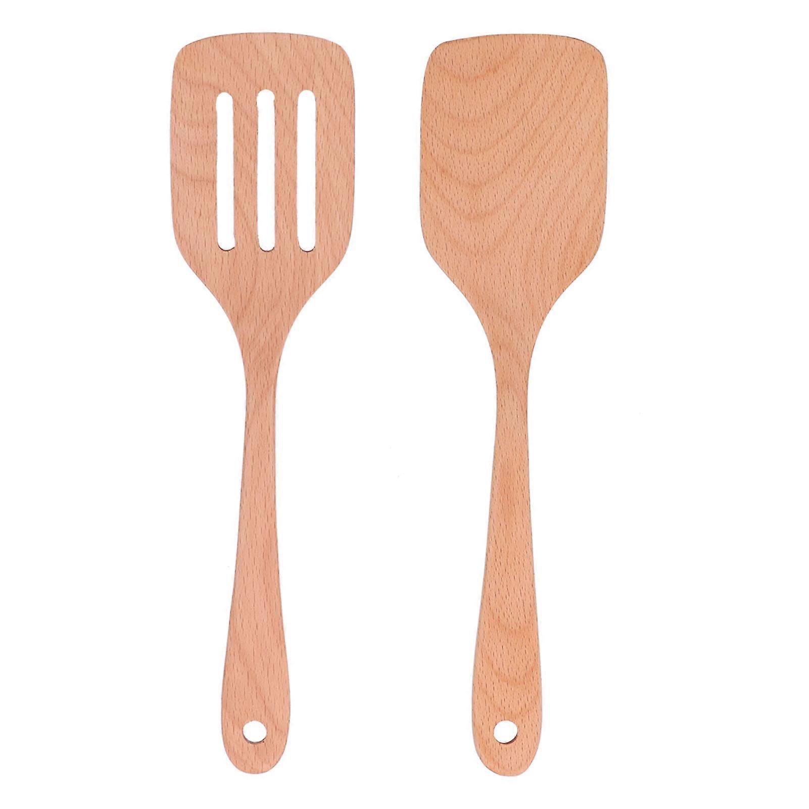 2Pcs Turner Spatula Set Wooden Environmentally Friendly High Temperature Resistant Non Stick Kitchen Utensils