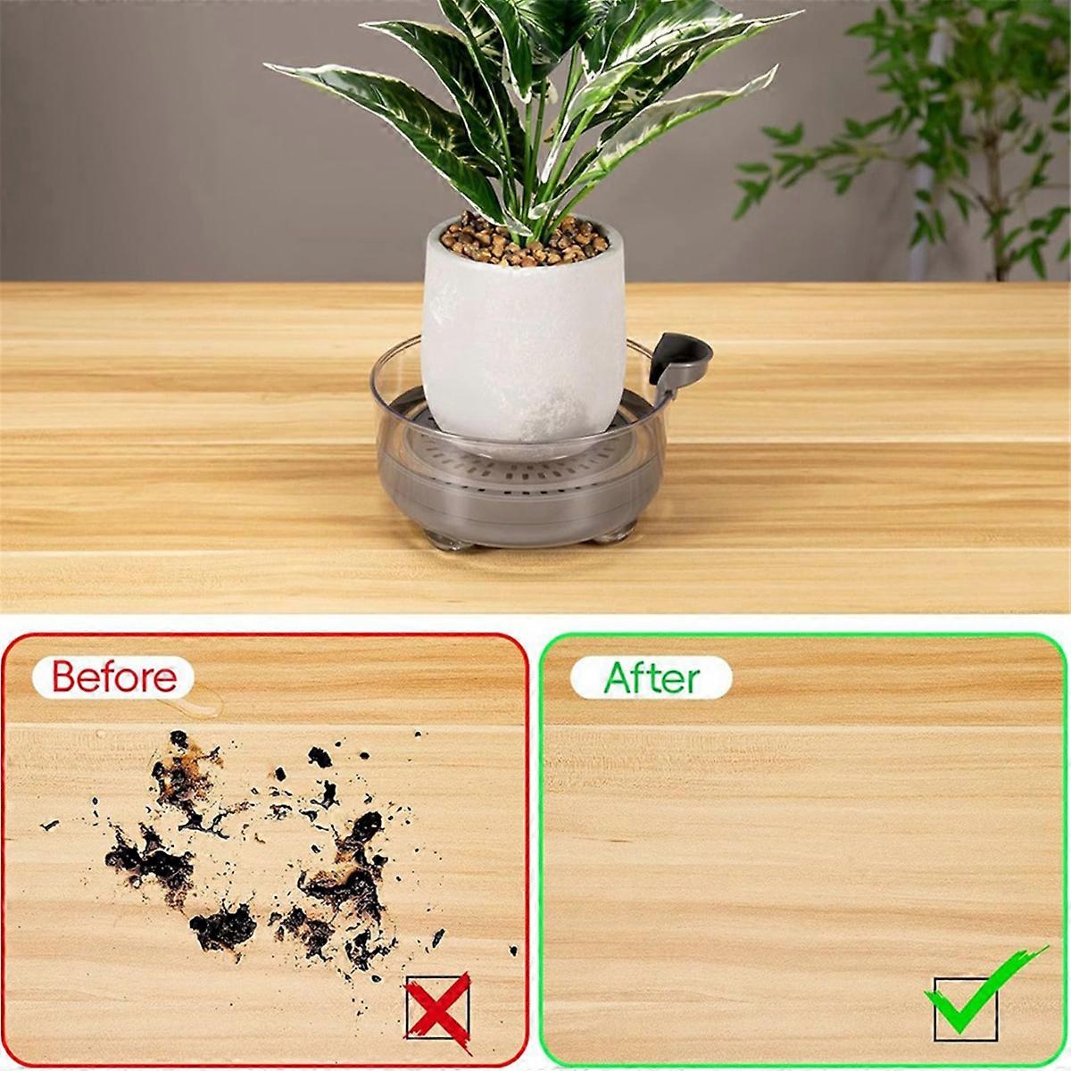 Deep Plant Saucer, Bottom Watering Tray with Height-Adjustable Planter Riser for Indoor Plants, Plan