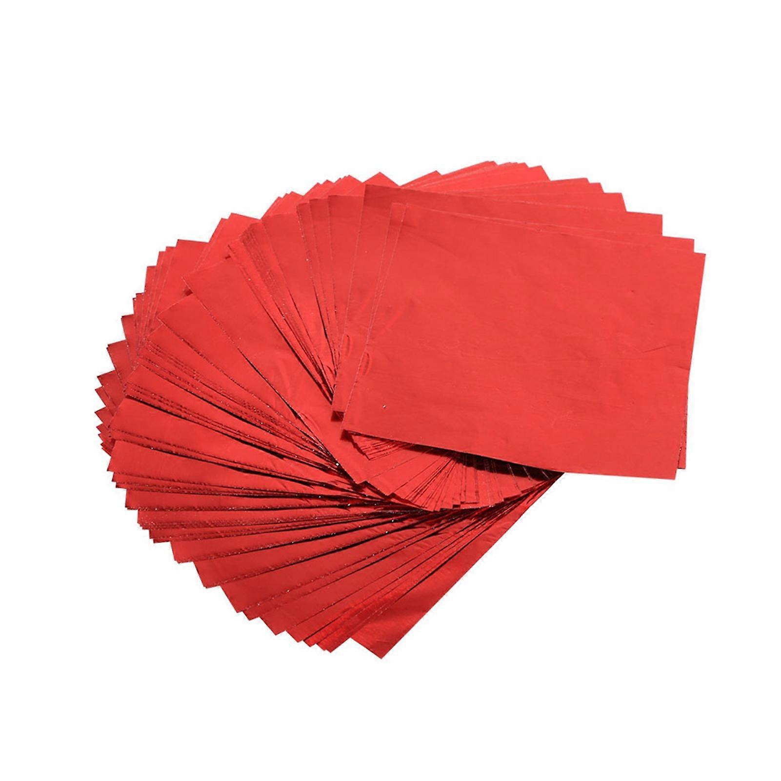 100 Pack Square Aluminum Foil Candy Chocolate Lollipop Wrappers 3" x 3" Red