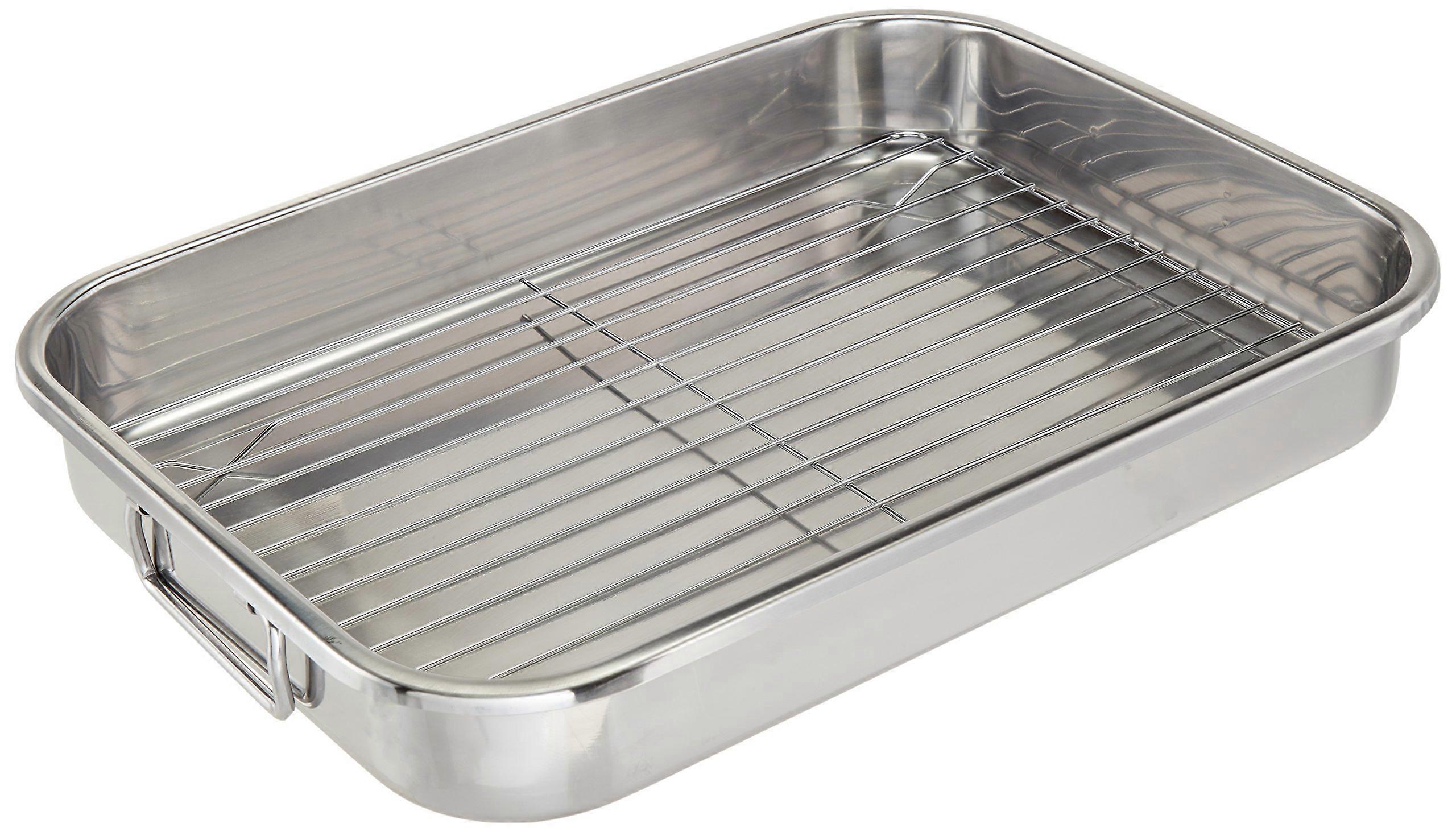 594 Stainless Steel Roasting Pan, Large 18 Inch, Non-Stick Surface, Dishwasher Safe, Ideal for Turkey and Meat Cooking