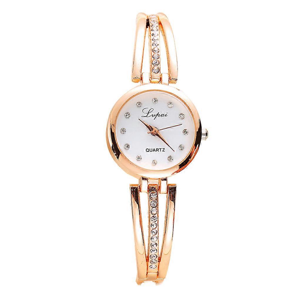 Elegant Women's Luxury Round Analog Quartz Wrist Watch with Rhinestones