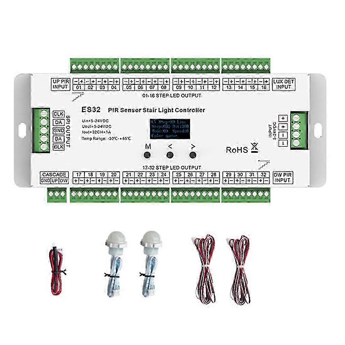 32CH ES32 PIR Sensor Stair Light Controller Human Body Infrared Inductive Switch Stair Lamp Control