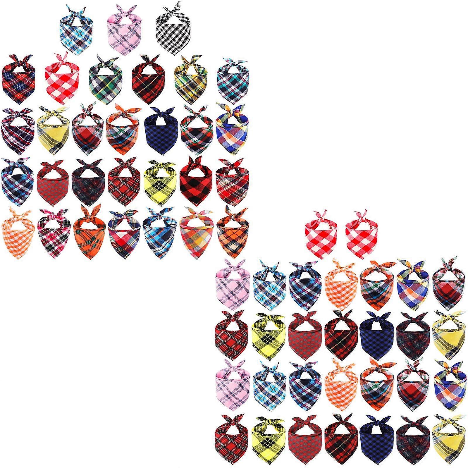 30 Pack Dog Triangle Bibs and Bandanas for Small to Medium Dogs, 100% Cotton, Adjustable, Assorted Colors