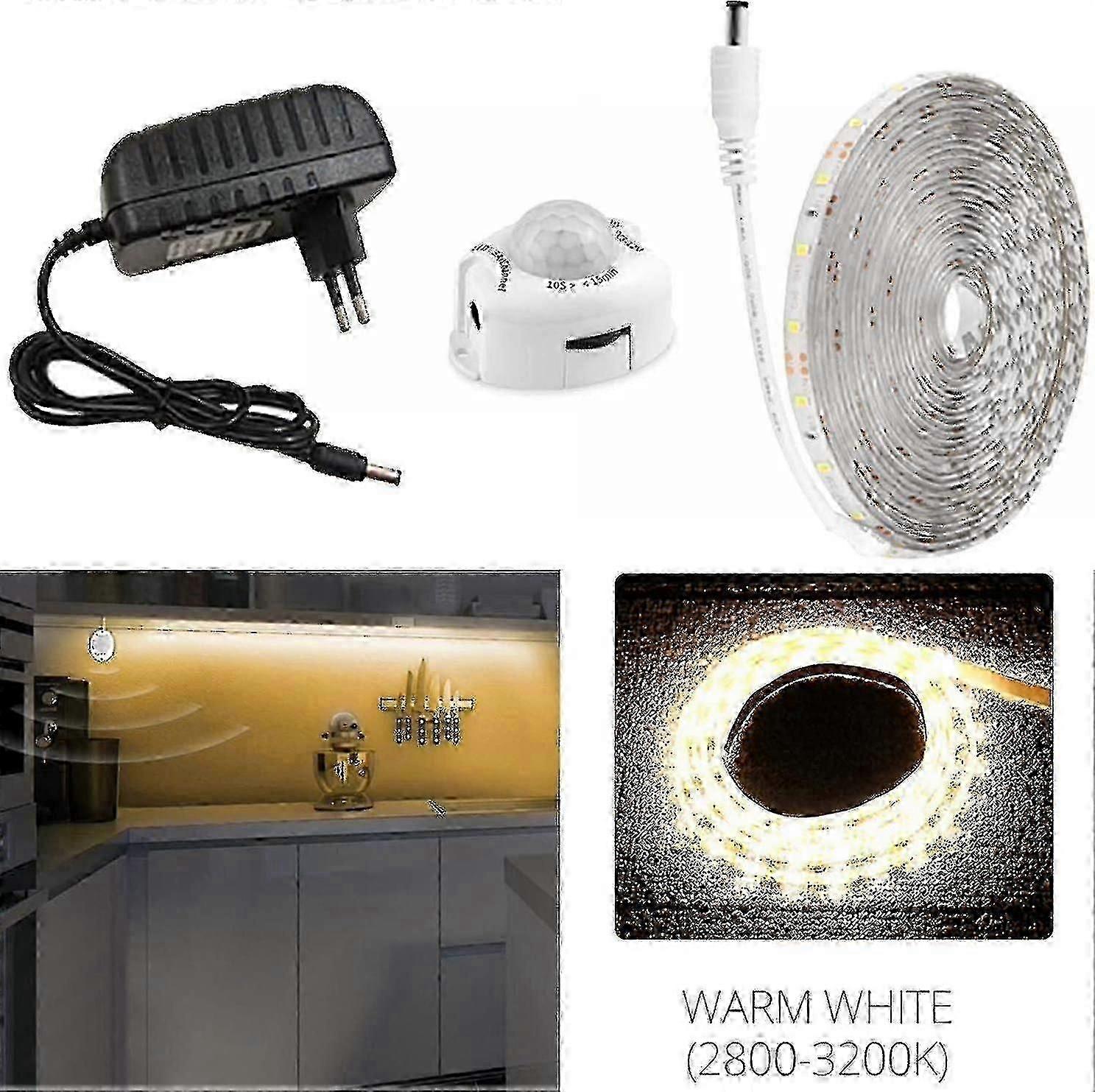 5m Warm White LED Night Light Strip with PIR Motion Sensor