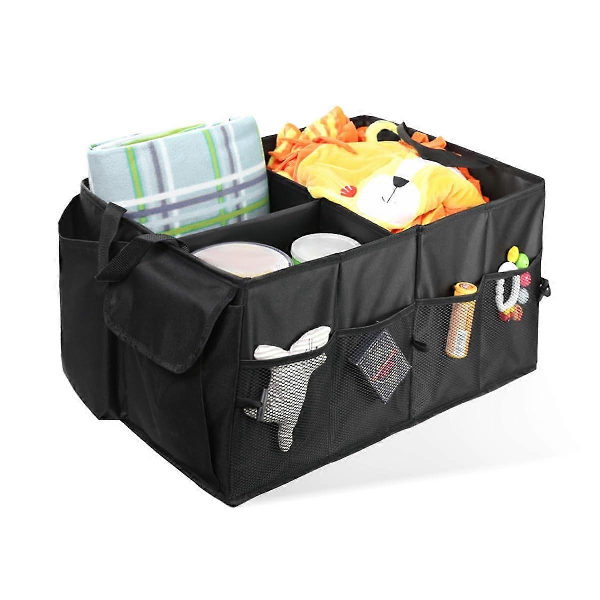 Car Luggage Rear Scepter Organizer Adjustable Compartments Polyester Black Fits SUVs