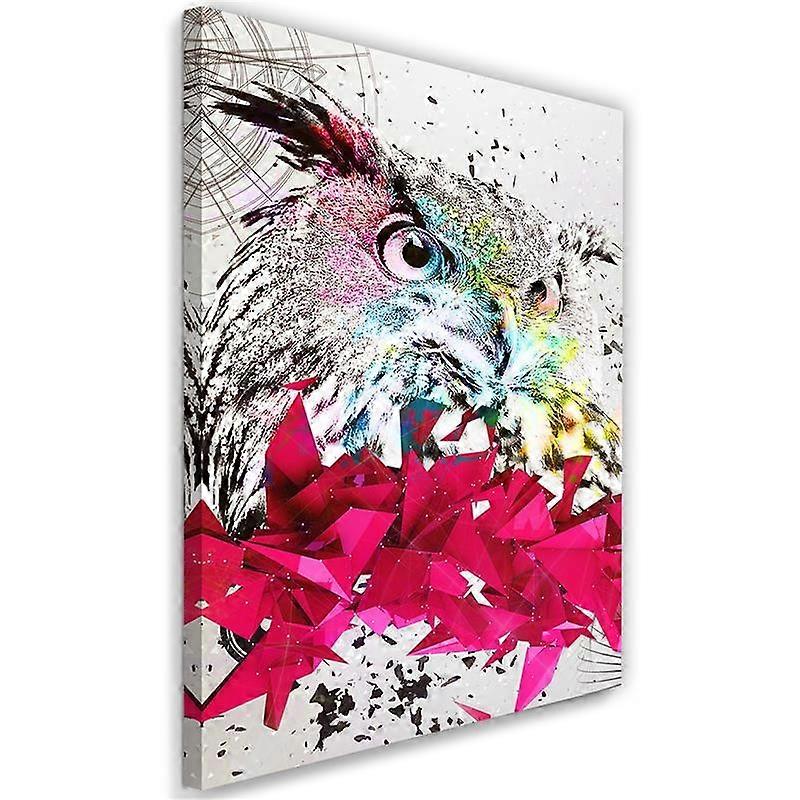 Impression sur toile, Hibou abstrait et formes - 40x60