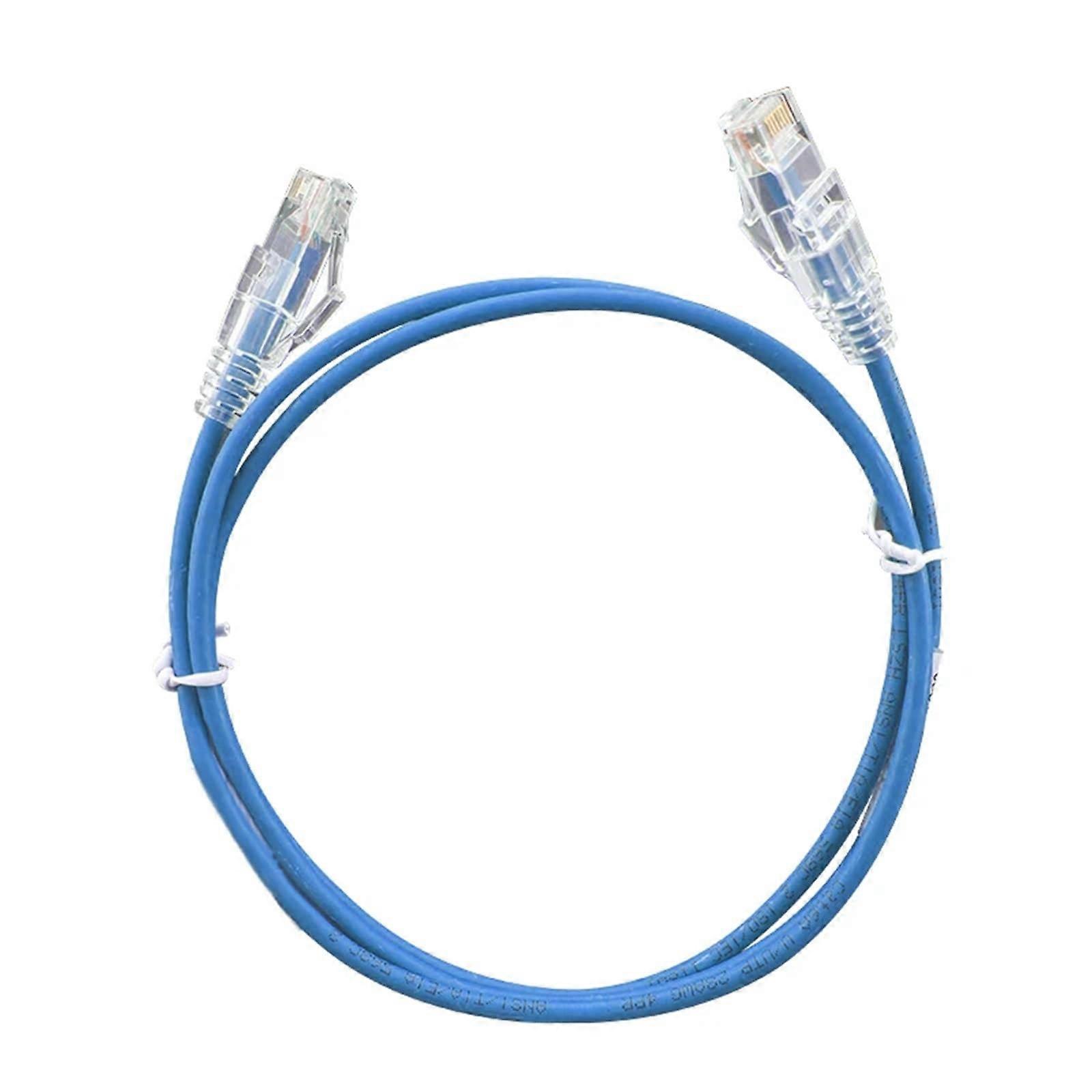 Patch Cord RJ45 Cat6A UTP 28AWG Slim Ethernet Cable 0.5m Blue 5-Pack PVC Jacket
