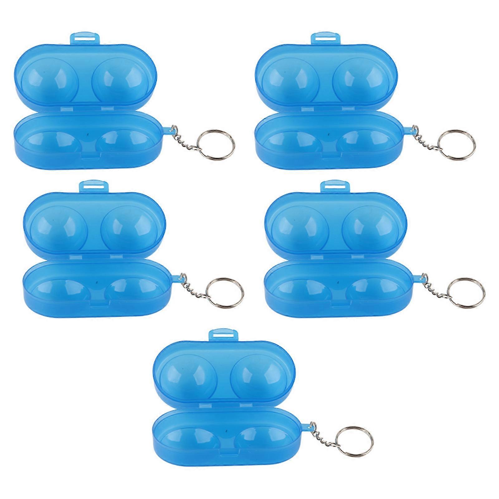 5Pcs Plastic Table Tennis Storage Box Pong Ball Container Hold 2 Balls with Chain