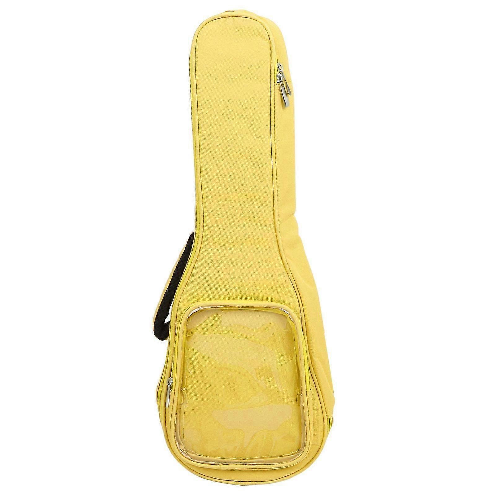 حقيبة غيتار 23 بوصة حقيبة تخزين القيثارة حقيبة حمل حقيبة ظهر أكسفورد من القماش مع جيب شفاف أصفر