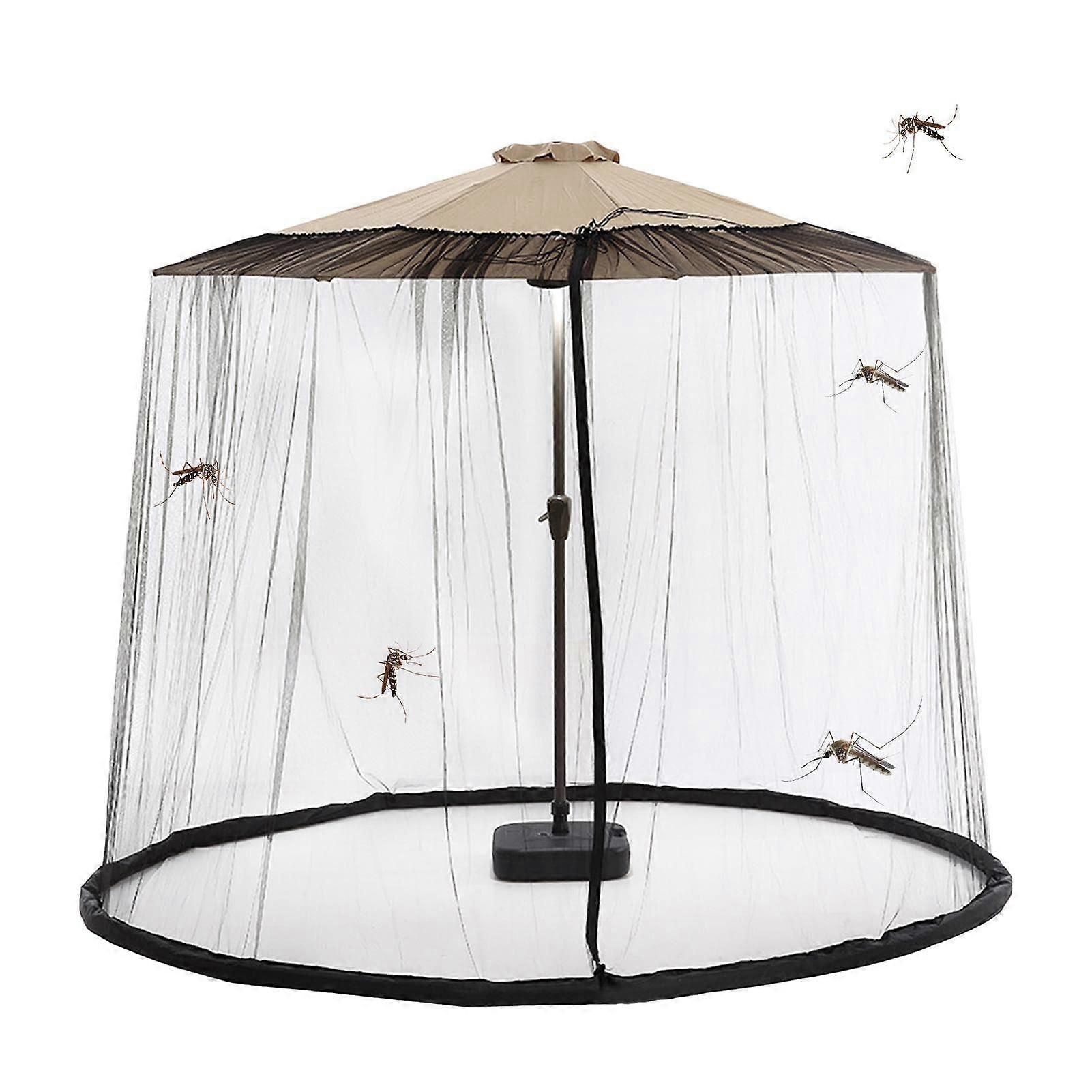 Patio Umbrella Net, Round Mesh Net Screen Adjustable Polyester Netting,Umbrella for Netting Outdoor Umbrellas, for Adults, with Double Zipper Door