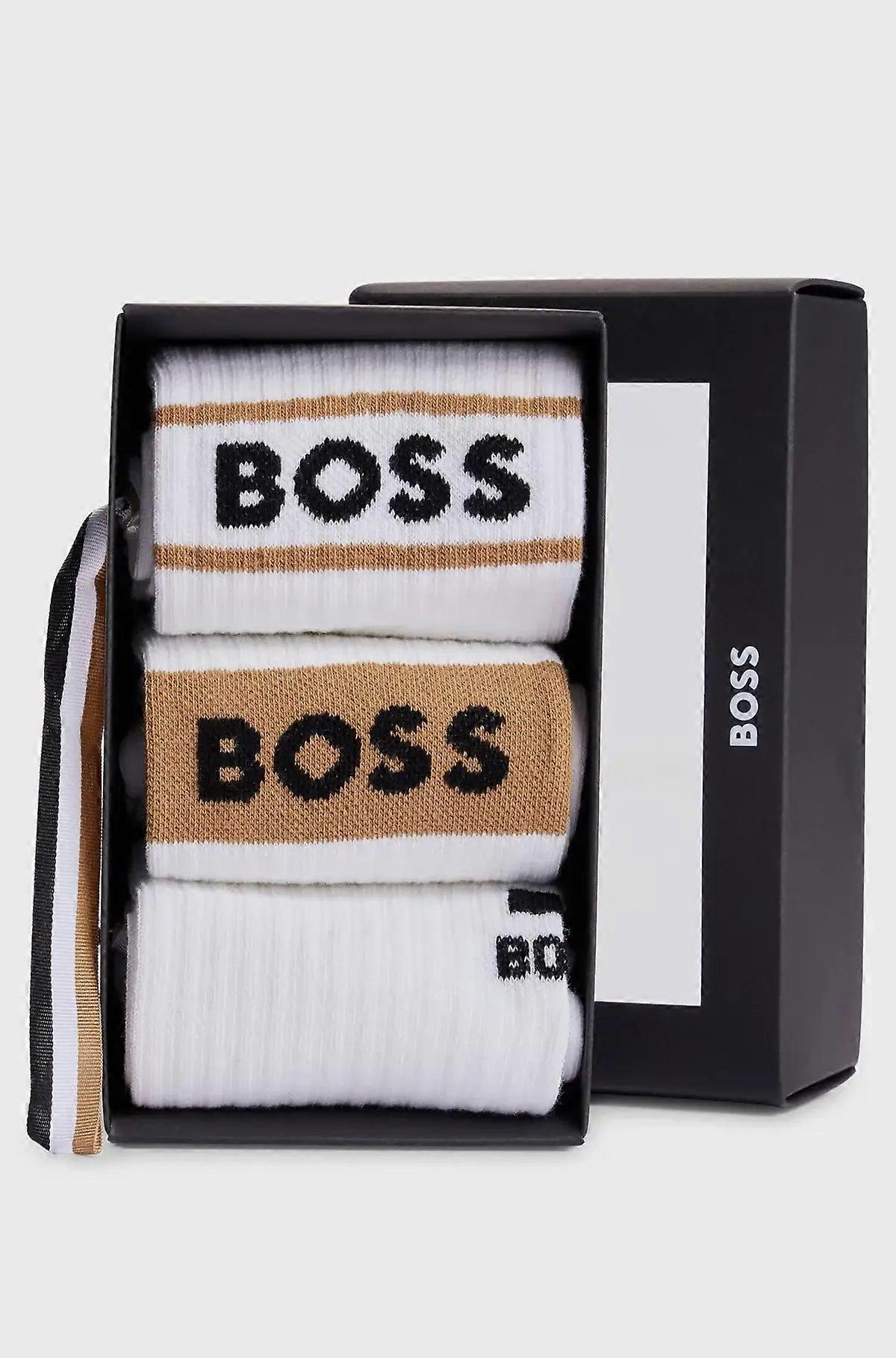 Boss 3-pack Bomullsstrumpor Presentförpackning -vit