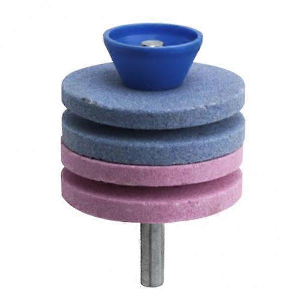 Lawn Mower Blade Grinder for Power Drill, 2-Pack Blue and Pink, Compatible with Standard Blades