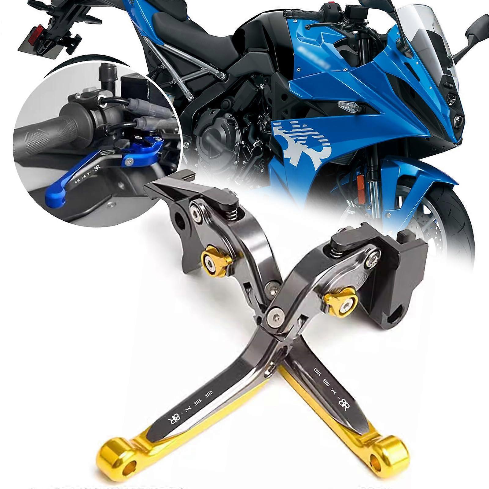 for GSX8R GSX8R GSX 8R Motorcycle Parts CNC 6Speed Adjustable Retractable Foldable Brake Clutch Lever gsx8r (Titanium Gold)
