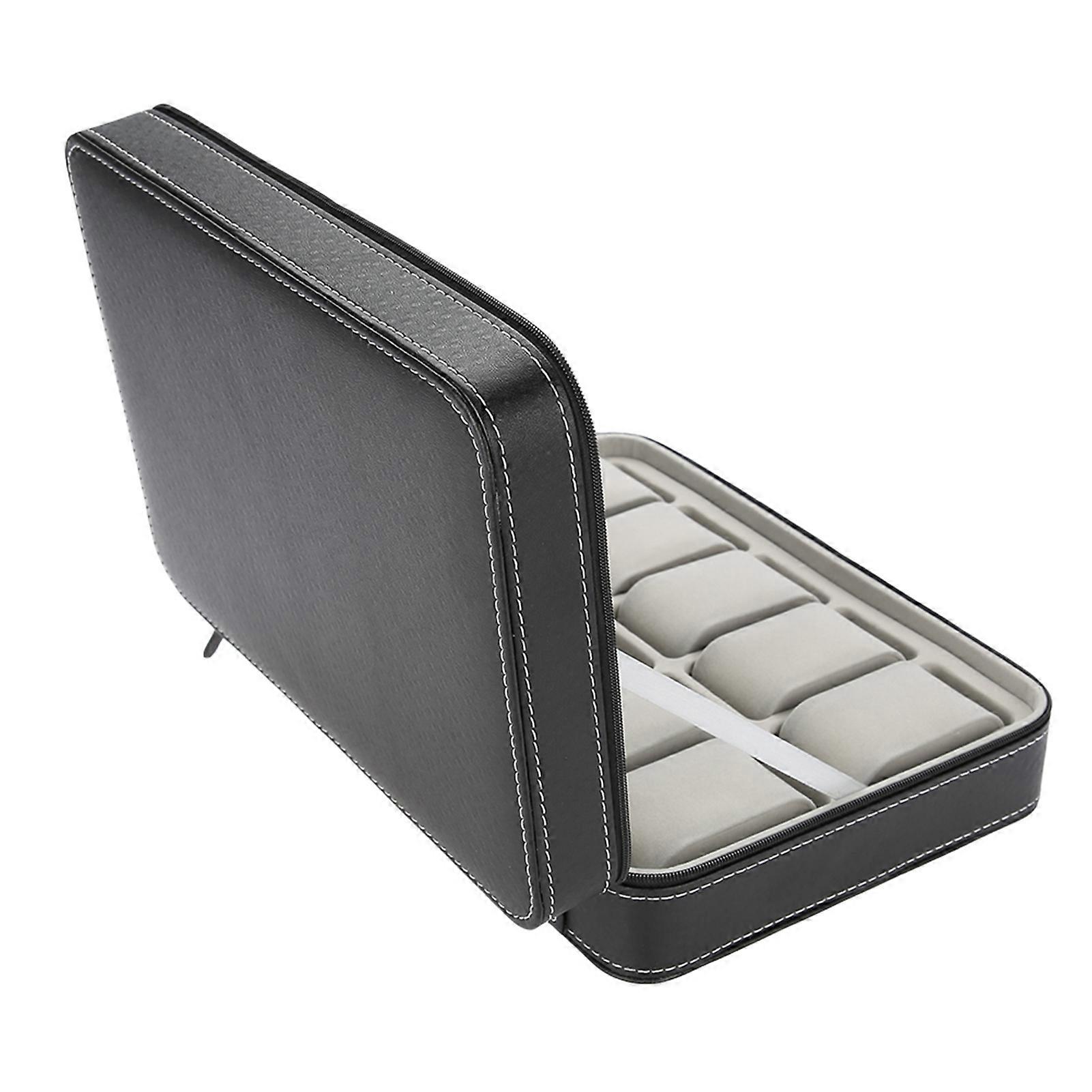 10 Compartment Watch Storage Box with Zipper