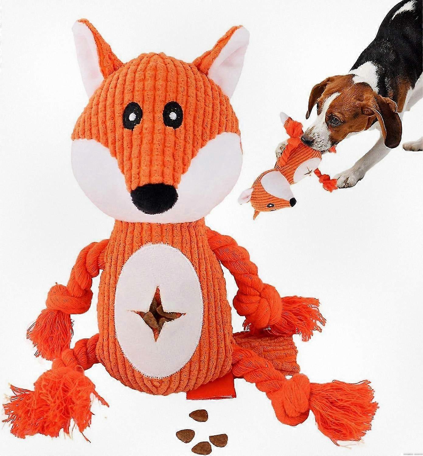 Adorable Fox Plush Chew Toy for Medium and Large Dogs, Interactive Squeaky Soft Stuffed Animal Pet Plaything