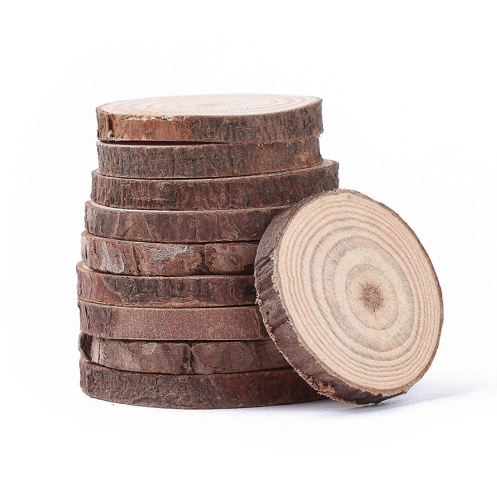 100pcs Unfinished Natural Poplar Wood Cabochons Wooden Circles Tree Slices Jewelry Findings