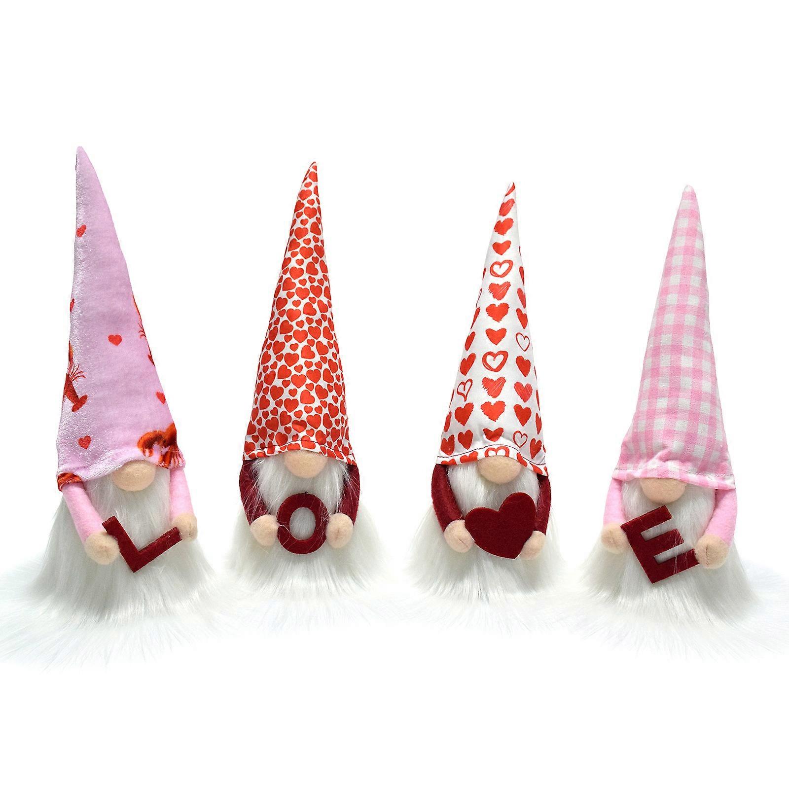 Plush Decoration Gnomes Toy Shape Figurine Window Adorment Handmade Dwarf Polyester Ornament for Valentine's Day Parties
