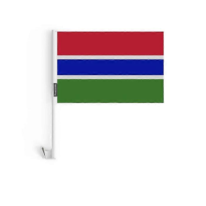 Gambia Car Flag – 14 x 21 cm – Polyester Fabric – Window Attachment – 10 pieces