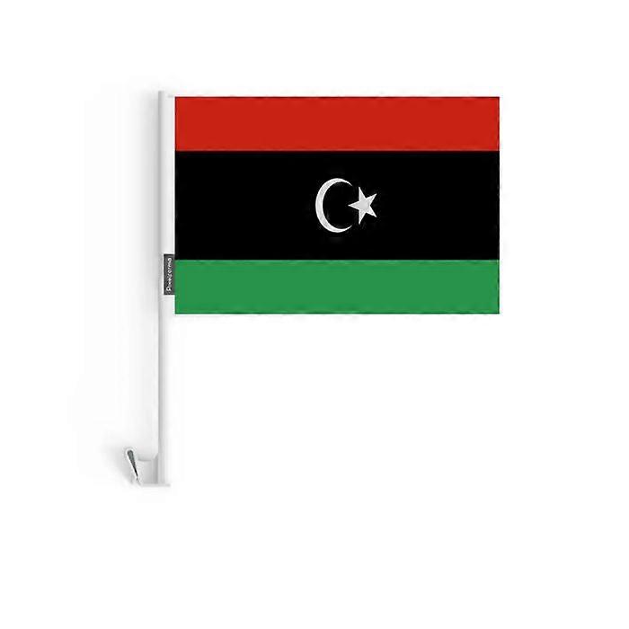 Flag Car Libya – 14 x 21 cm – Polyester Fabric – Window Attachment – 20 pieces