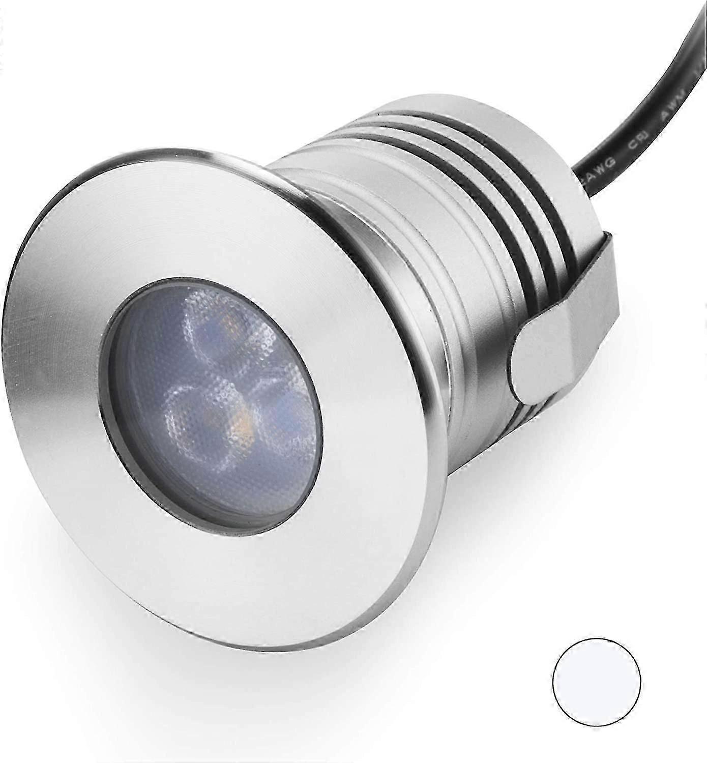 Éclairage de piscine sous-marin, 3 W, 12 V-24 V CC, étanche IP68, en acier inoxydable et aluminium, pour piscines creusées, escaliers, étangs, fontaines et bateaux (blanc froid)