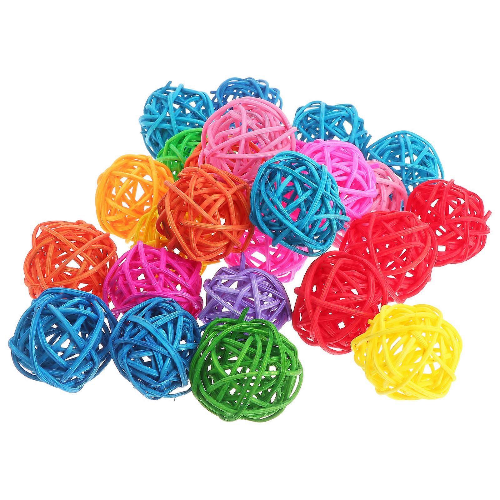 50pcs Rattan Ball Chew Toys for Parrots – Natural Grass Material, Colorful & Multi Purpose Bird Playthings for DIY Decor and Entertainment