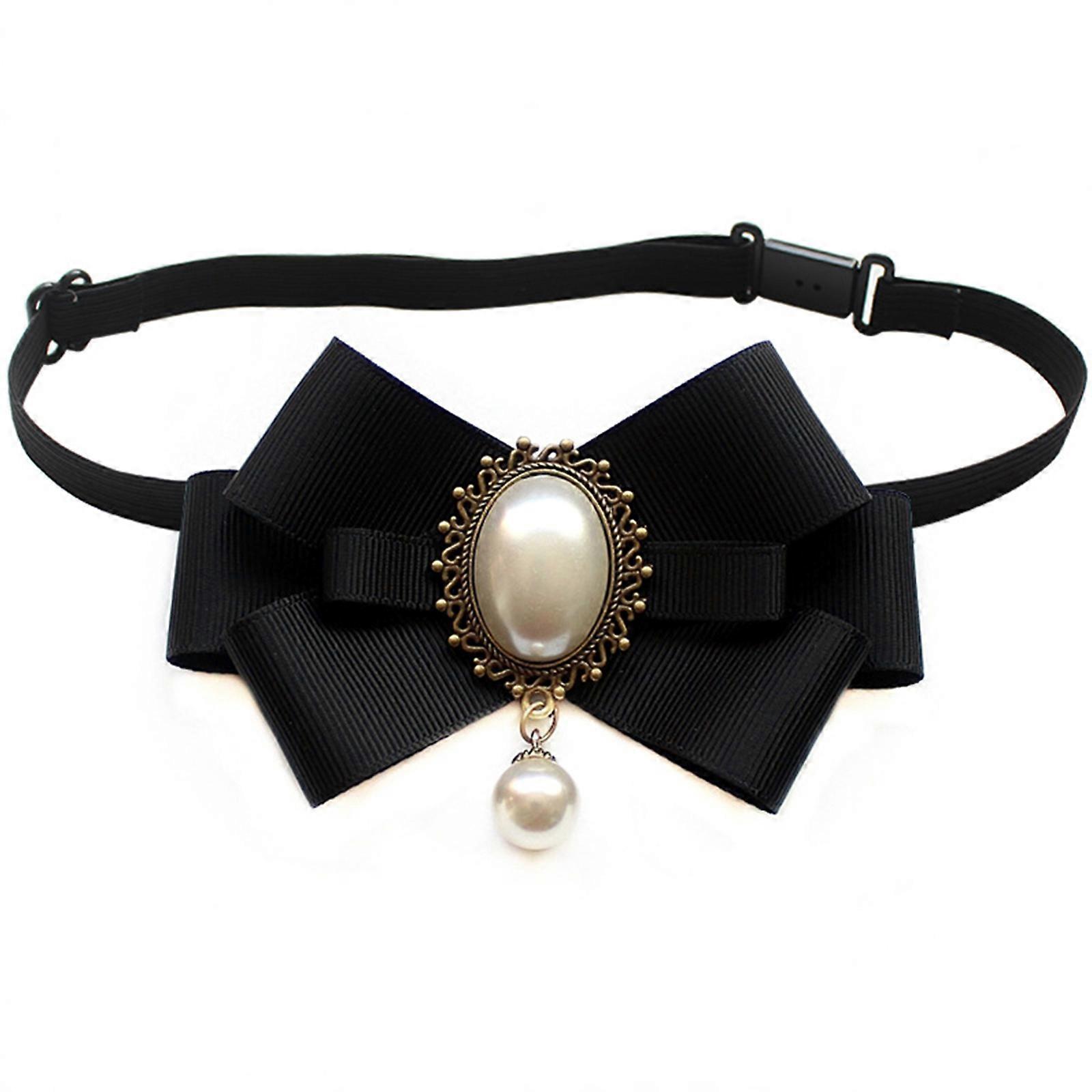 Kadın Öğrenci El Yapımı Önceden Bağlanmış Papyon Papyon Lüks Elmas İnci Charms Ayarlanabilir Kurdele Kravat İş Ofisi Bayan Kravatları