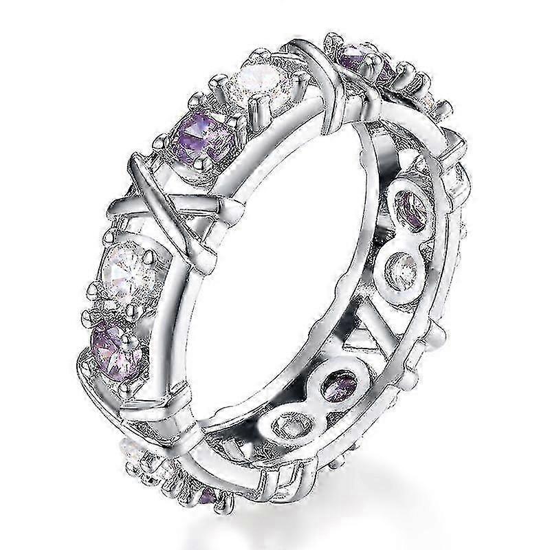 Cross-Design Magnetic Zircon Moissanite Lymphatic Ring with Full-Set Diamond