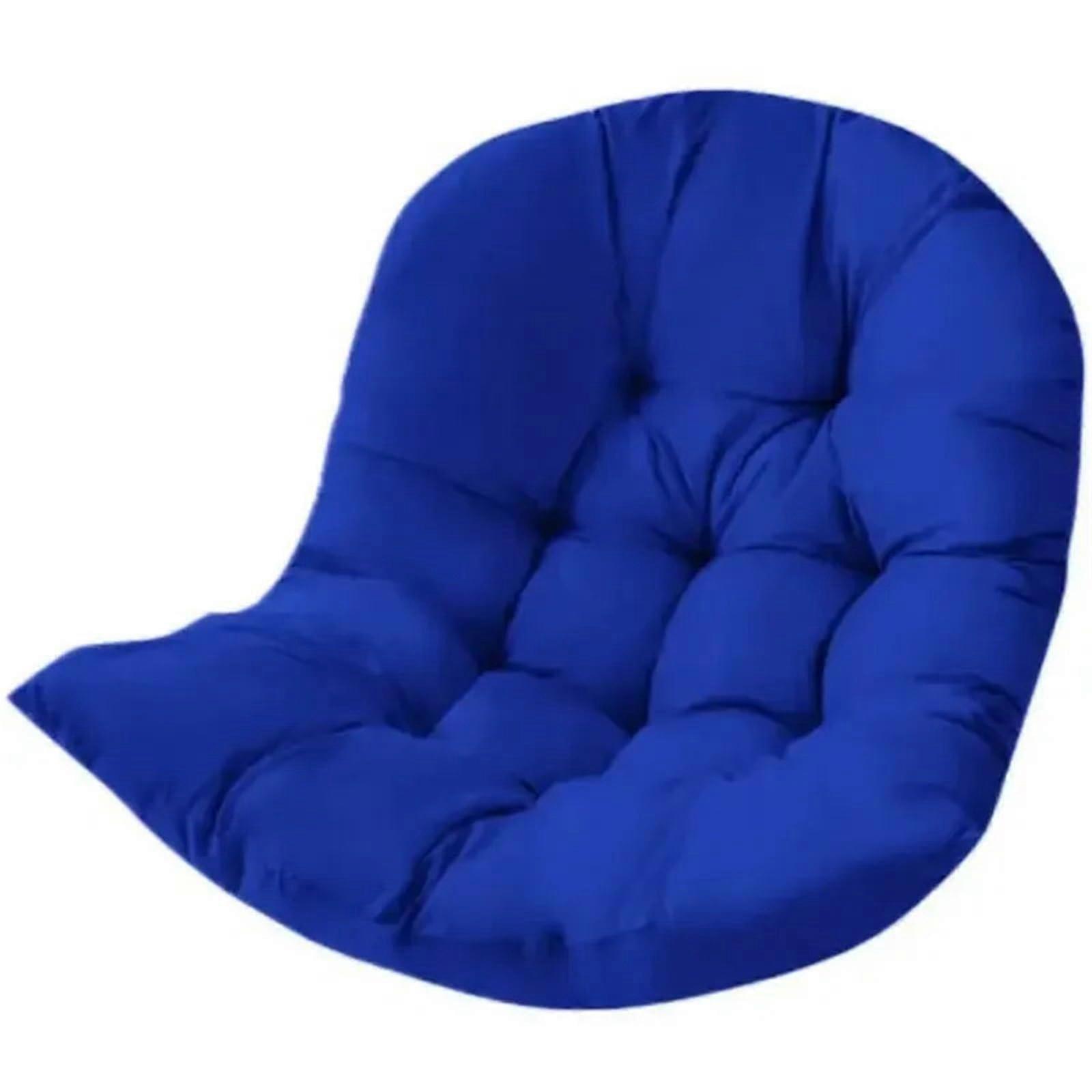 Eggshaped hanging seat, swing seat cushion, thick nest, backrest for indoor and outdoor terrace (Deep Blue)