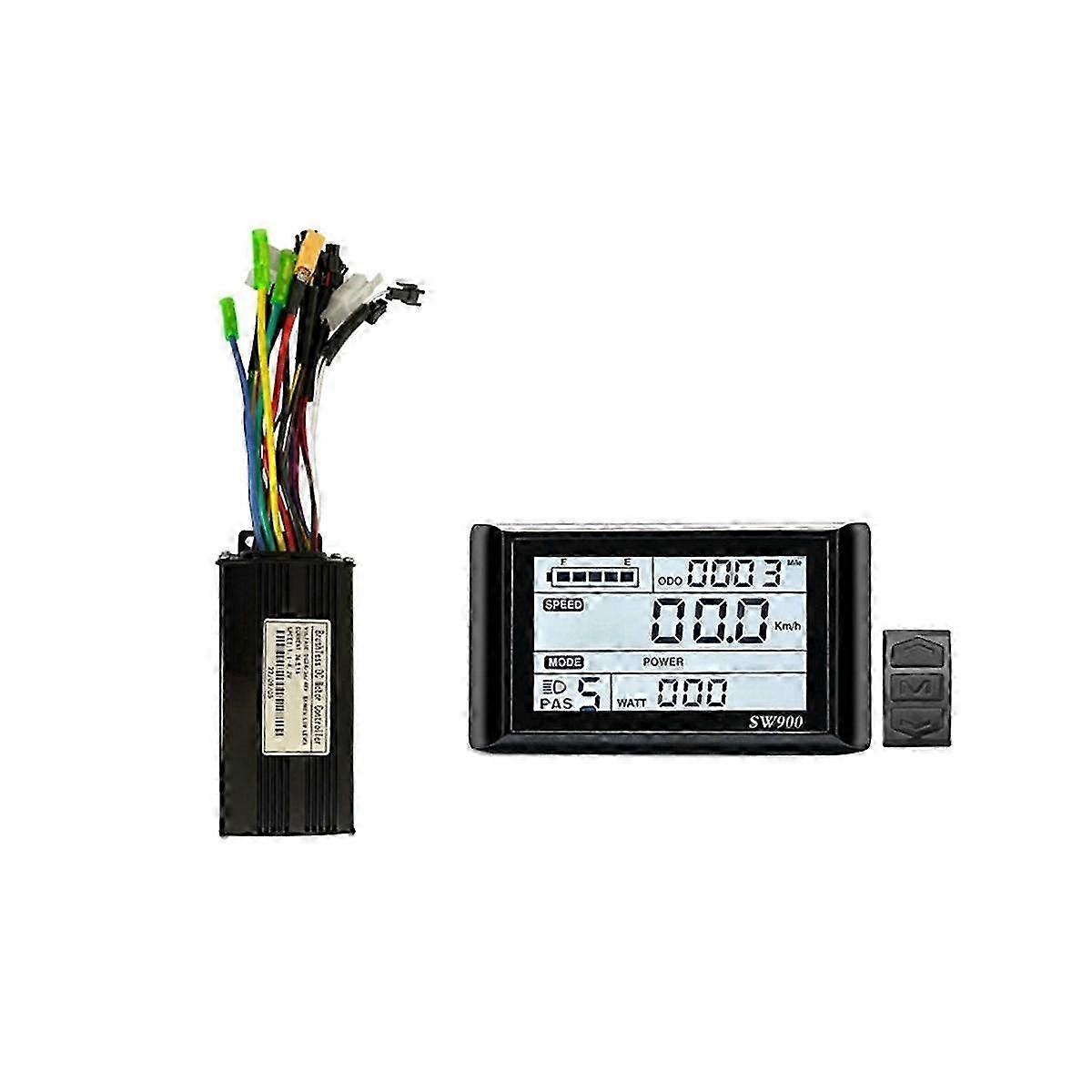 24V 36V 48V 500W 750W Three-Mode 9 Tubes Brushless 26A Controller Throttle Brake Kit with LED SW900