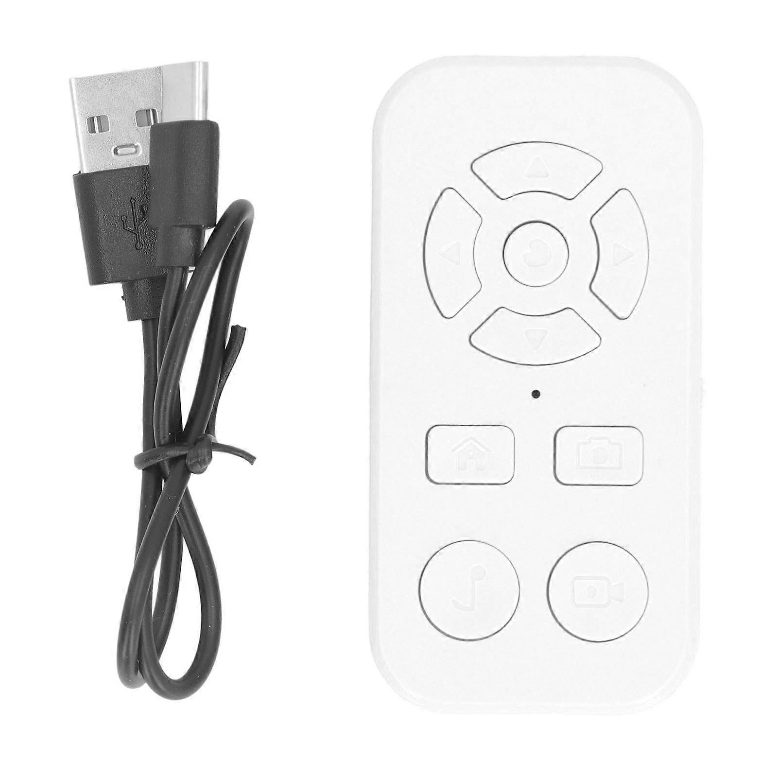 White Bluetooth Remote Control: 9-Key Page Turner & Video Clicker for Smartphones