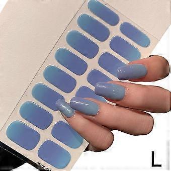 16pcs Gradient Color Fake Nail Stickers Korean Fashion Beautiful Girl Lovely Finished Nail Patch Spring Summer