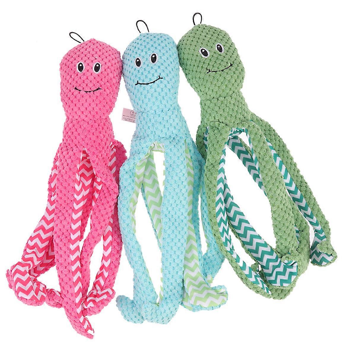 3pcs Delicate Octopus Plush Toy Chewing Playthings for Pet Dog Random Color