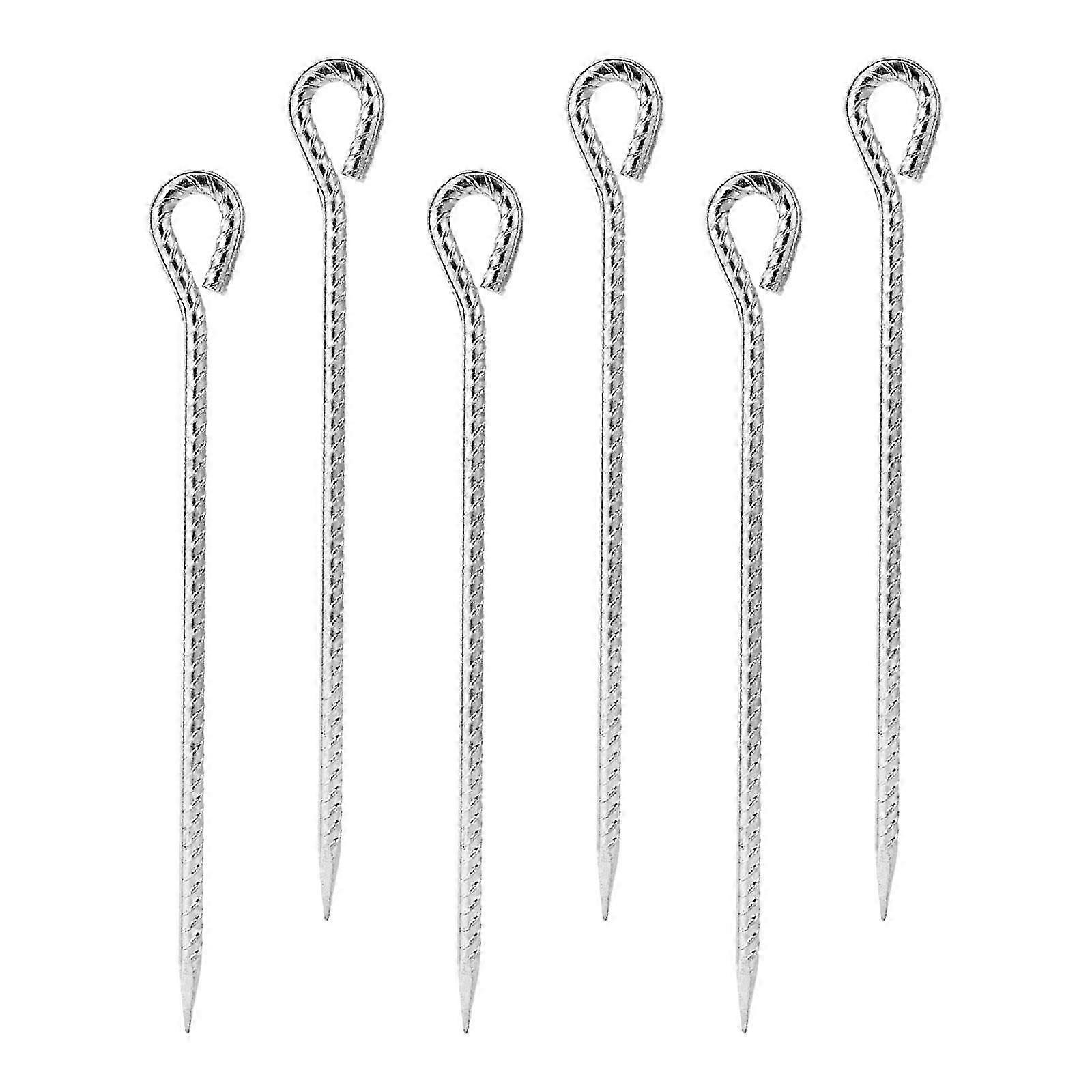 6 Pieces Tent Stakes Pegs Reusable Beach Spikes Anchor Canopy Stakes with Hook for Backpacking Trip Lawn Tarpaulin for Various Brands