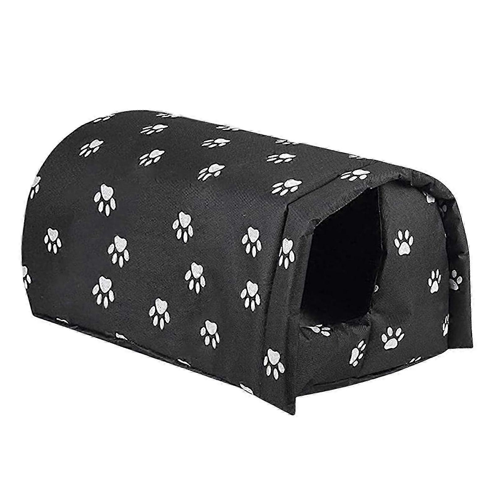 防水屋外キャットハウス - ペットのための暖かく、洗える、耐候性シェルター(Scatter-M-Black)