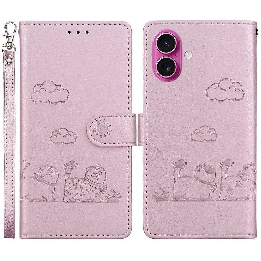 Compatible For iPhone 17 Case RFID Kitten Pattern TPU + PU Leather Phone Cover with Strap
