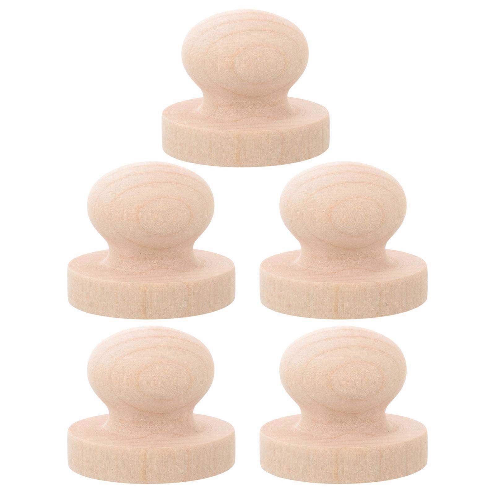 5pcs Round Wooden Handle Stamps for Scrapbooking, Diary, and Crafting Durable Handmade Wood Seals for Letter Stamping