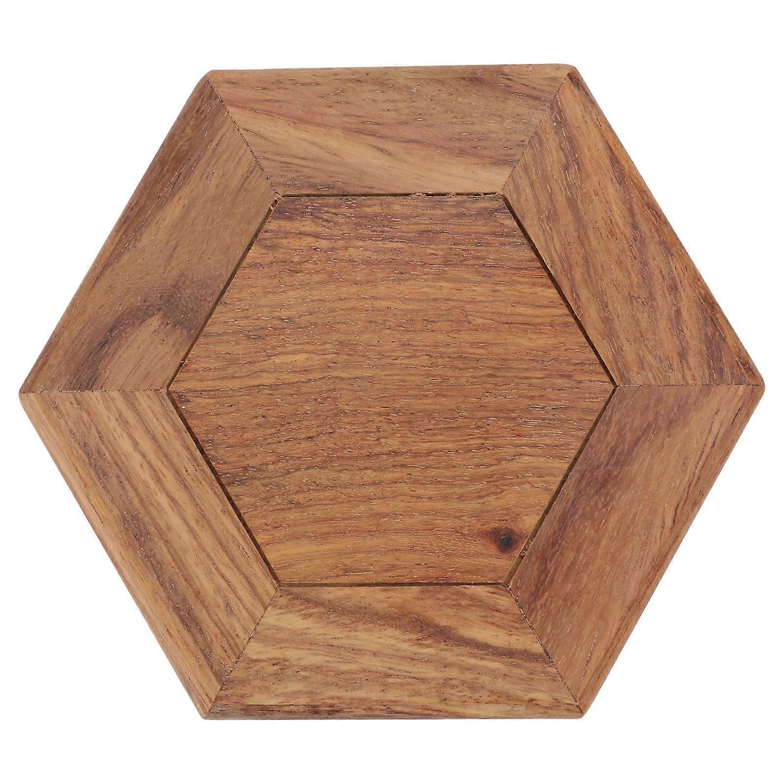 Wooden Flowerpot Base 1Pcs Brown Hexagonal Base with Unique Handcraft for Decor and Display