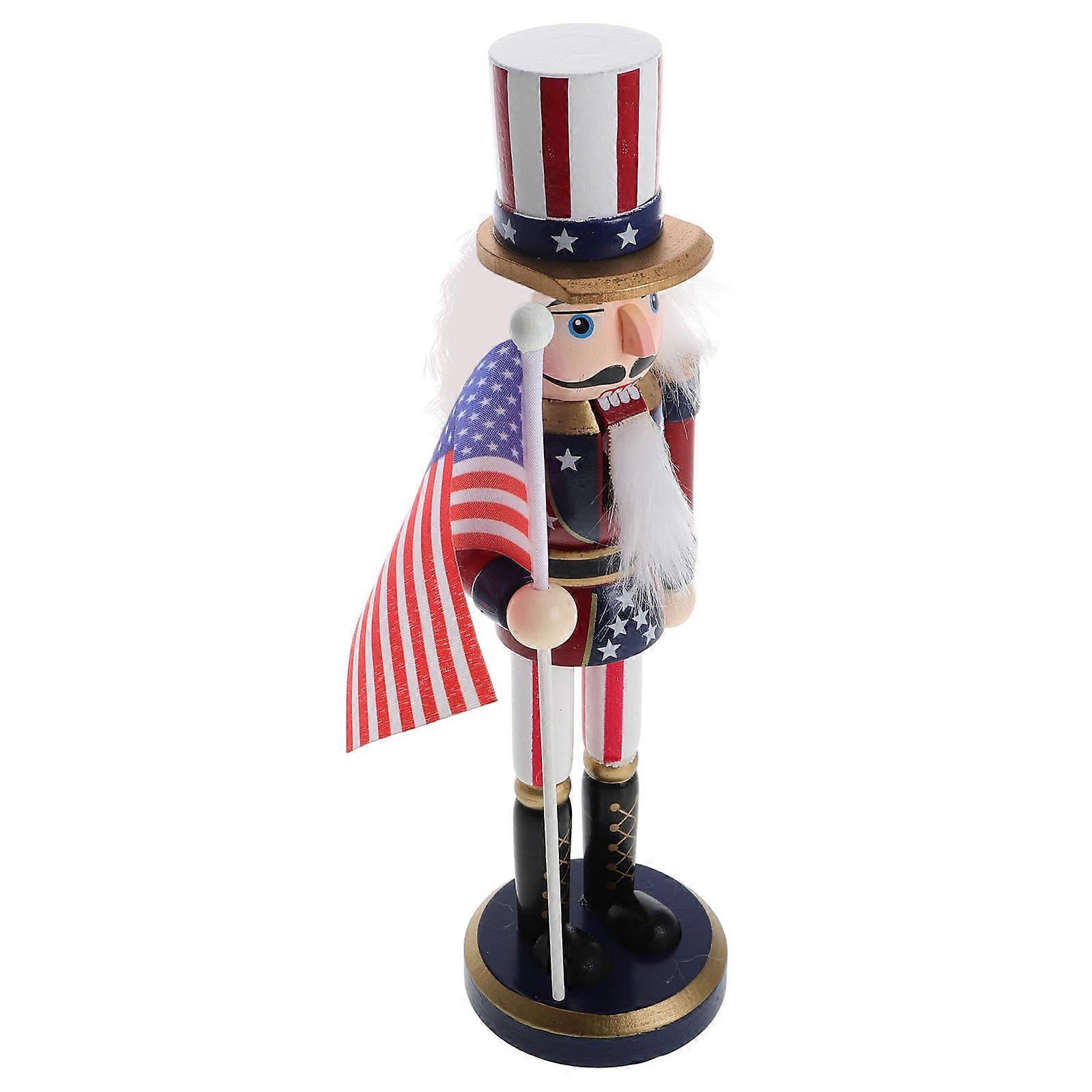 Handmade Wooden Nutcracker Ornament, Classic Christmas Decorative Soldier Puppet for Holiday Home Display